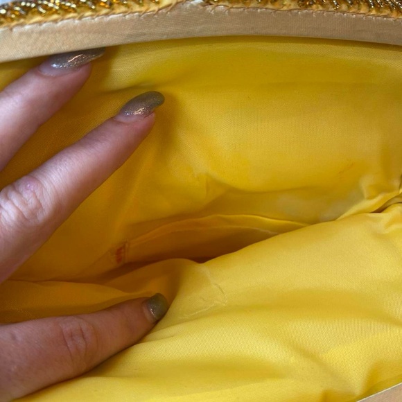 Vintage 60s Gold Beaded Clutch Purse - Picture 4 of 7